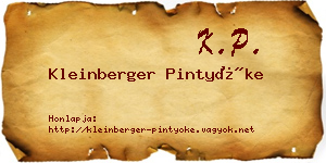 Kleinberger Pintyőke névjegykártya